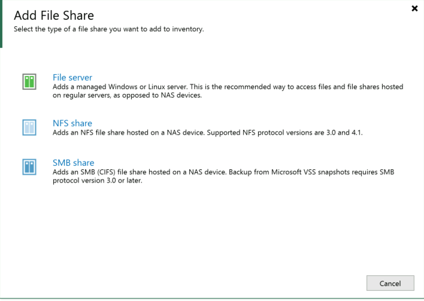 add veeam file share backup wizard