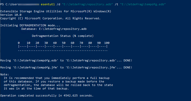 "Quick tip: Defrag your Veeam Office365 Jet Database"