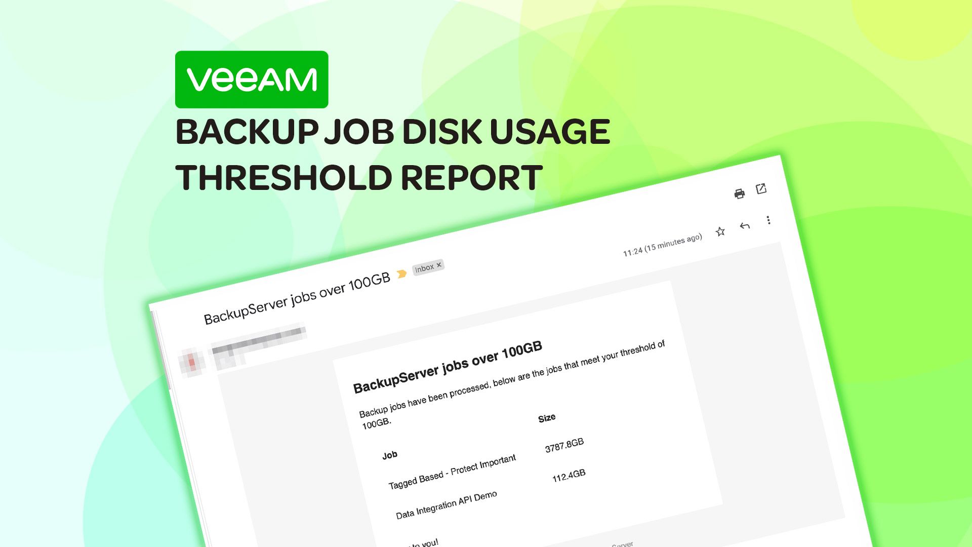 Veeam Job Disk Usage Report and Alert when threshold reached