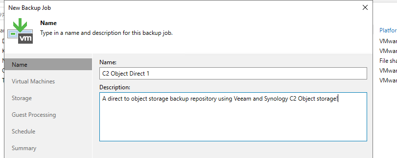 Using C2 Object Storage by Synology for a Veeam Direct to Object Immutable Backup