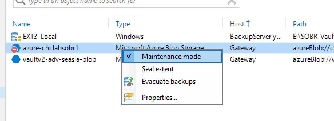 Enable Maintenance Mode Veeam