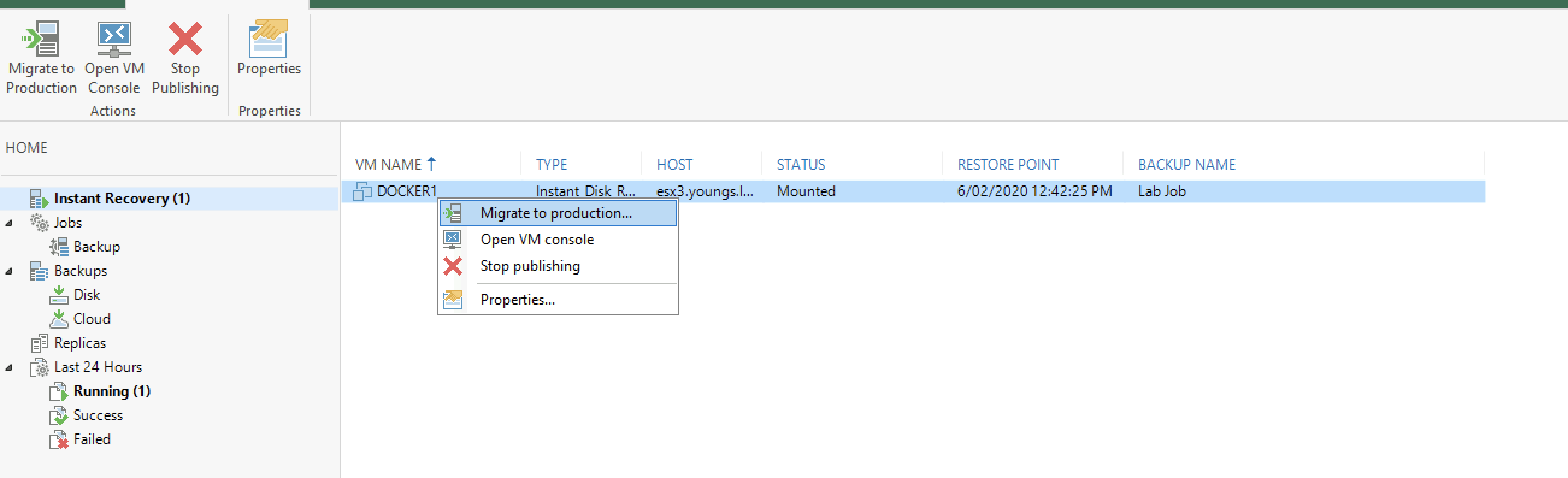Instant Disk Recovery in Veeam v10